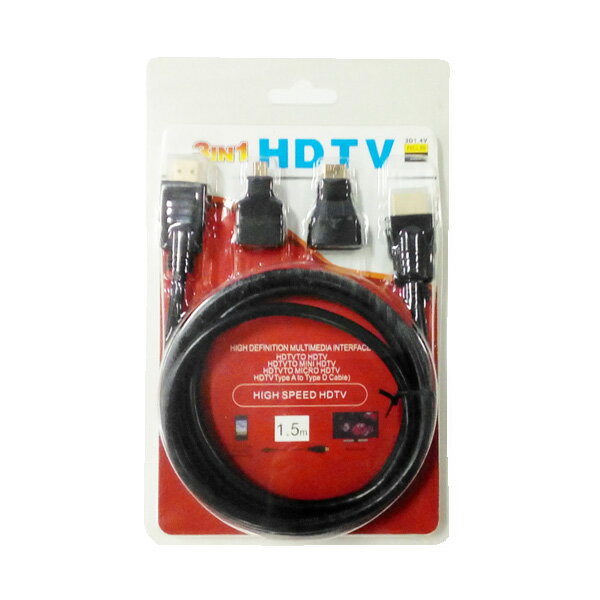 HDMI�����֥� 1.5m MiniHDMI MicroHDMI �Ѵ������ץ��դ�