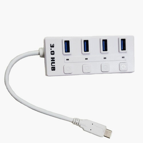 USB-C to USB 3.0 x 4Port HUB 電源スイッチ