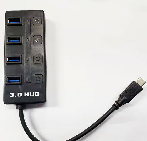 スイッチ付きの USB 4ポートハブ　USB