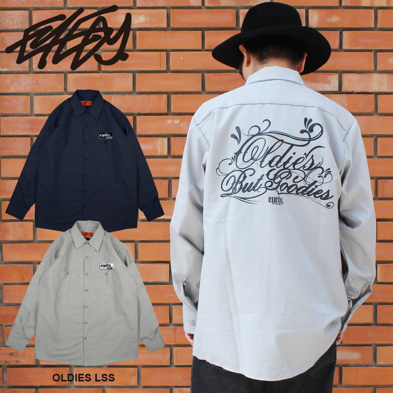 Rakuten - EYEDY アイディー ワークシャツ メンズ 長袖 S M L GRAY NAVY グレー ネイビー 大きめ デザイン ワッペン プリント かっこいい おしゃれ 人気 安い ブランド アメカジ ストリート 重ね着