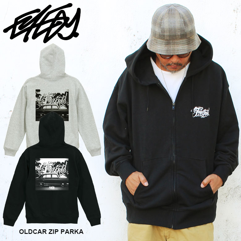 Rakuten - EYEDY アイディー OLDCAR ZIP PARKA ジップパーカー プリント アウター ブランド ビッグサイズ 大きいサイズ L XL おしゃれ ストリート 綿 コットン デザイン プリント かっこいい おしゃれ 人気 安い ブランド ストリート系 重ね着