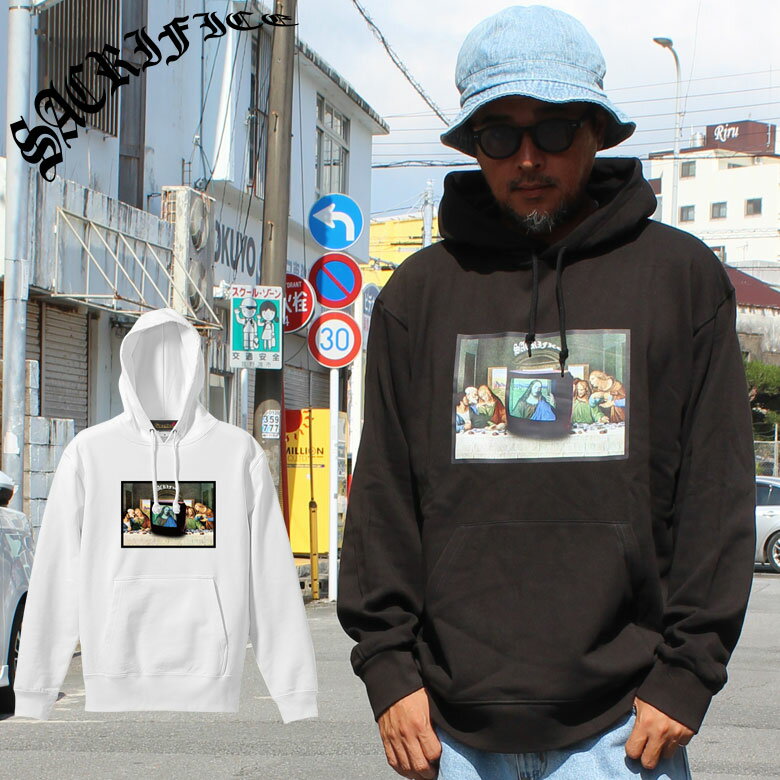 Sacrifice サクリファイス TYPE TV PARKA 大きいサイズ メンズ ユニセックス スウェット パーカー ジーザス グラフィック TV テレビ 長袖 M L XL 2XL 大きめ デザイン プリント かっこいい おしゃれ 人気 安い ブランド ビッグサイズ ビッグシルエット