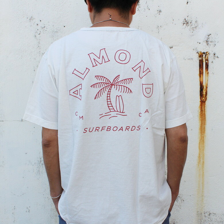 Almond ヤシの木 バックプリント USAコットン 日本製 サーフ PARADISE メンズ レディース ホワイト ピンク ブルー ロゴ プリント Tシャツ ショートスリーブT 海 サーフ ユニセックス かっこいい おしゃれ 人気 安い ブランド キャンプ カジュアル アウトドア pch1-10006404 PCH[ストリート系ルード] サンプル画像3