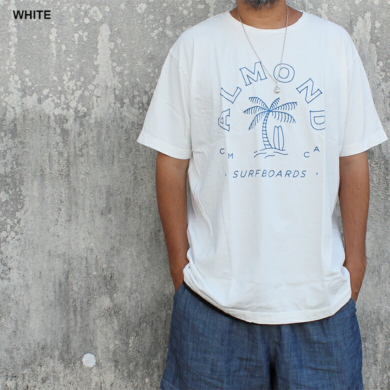 Almond アーモンド SUNRISE USAコットン 日本製 サーフ PARADISE メンズ レディース ホワイト オーパルグリーン ベビーブルー ネイビー ロゴ プリント Tシャツ ショートスリーブT 海 サーフ ユニセックス かっこいい おしゃれ ブランド キャンプ カジュアル アウトドア pch1-10006405 PCH[ストリート系ルード] サンプル画像2