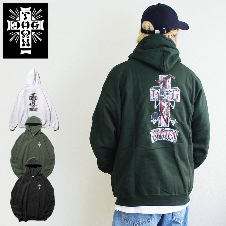 DOGTOWN ドッグタウン STONE FISH HOODIE スウェットパーカ ホワイト フォレスト ブラック プリント 大きいサイズ メンズ 長袖 M L XL 大きめ 長袖 8oz 裏起毛 デザイン プリント かっこいい おしゃれ 人気 安い ブランド ビッグサイズ 通勤 通学 秋冬 重ね着 ファッション