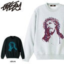 アイディー EYEDY JESUS ジーザス スウェット クルーネック 裏起毛 トレーナー ロゴメンズ ブランド プリント XL LL XXL 2XL 大きいサイズ おしゃれ かっこいい メンズ グレー ブラック ストリート 厚手 通勤 通学 リラックス 最旬 最新 トレンド 流行 人気