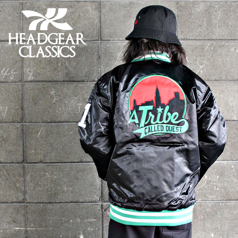 HEADGEAR CLASSICS ヘッドギア クラシック ア・トライブ・コールド・クエスト(A Tribe Called Quest) サテンジャケット アウター 大きいサイズ おしゃれ かっこいい メンズ ストリート アメカジ HIPHOP ヒップホップ スタジアムジャケット スタジャン 人気 ユニセックス