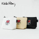 ポーチ レディース（予算3000円以内） Keith Haring キースヘリング Poach / ハート ポーチ WHITE BEIGE BLACK ポーチ メンズ レディース ギフト プレゼント 軽量 通学 おしゃれ フェス 学生 かわいい 可愛い 黒 ブラック 合皮 便利 個性的 派手 人気 ブランド 女の子 女子 中学生 高校生 大人