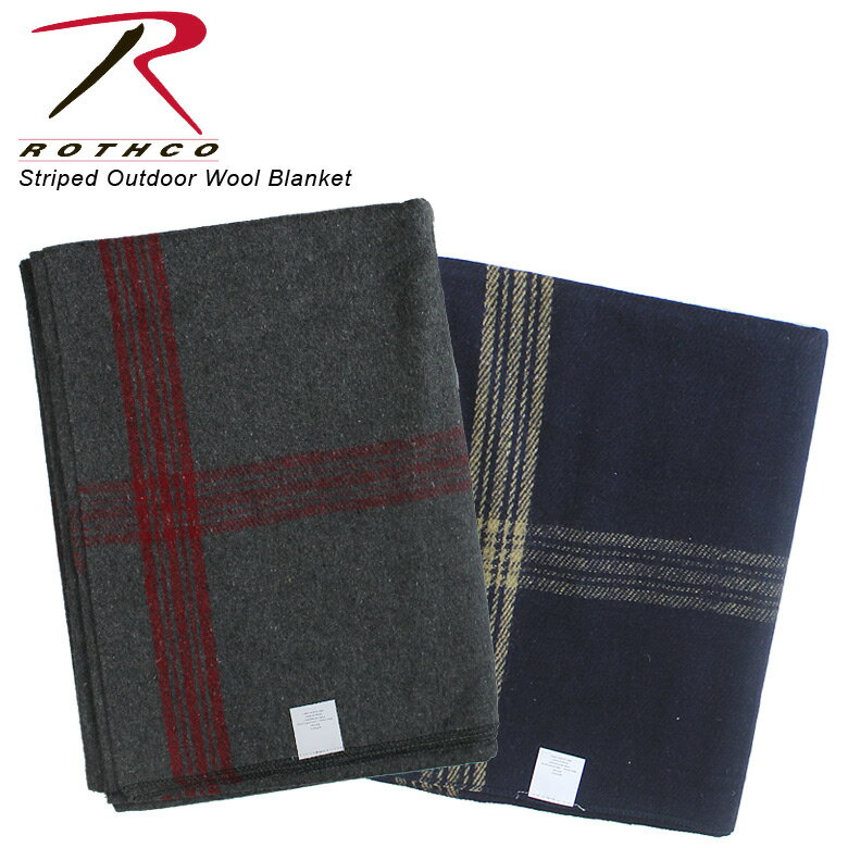 Rothco ロスコ Striped Outdoor Wool Blanket USA ブランケット ラグ テーブルウェア 絨毯 防寒 ミリタリー アウトドア キャンプ ピク..