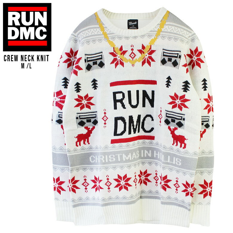 RUN-D.M.C.（ラン・ディーエムシー） SWEATER クルーネック ニット RUN DMC Chain アグリーセーター ストリート メンズ HIPHOP ヒップホップ Ugly Sweater アメリカ US USA オフィシャルマーチャンダイズ インポート ブランド 人気 M L メンズ ユニセックス