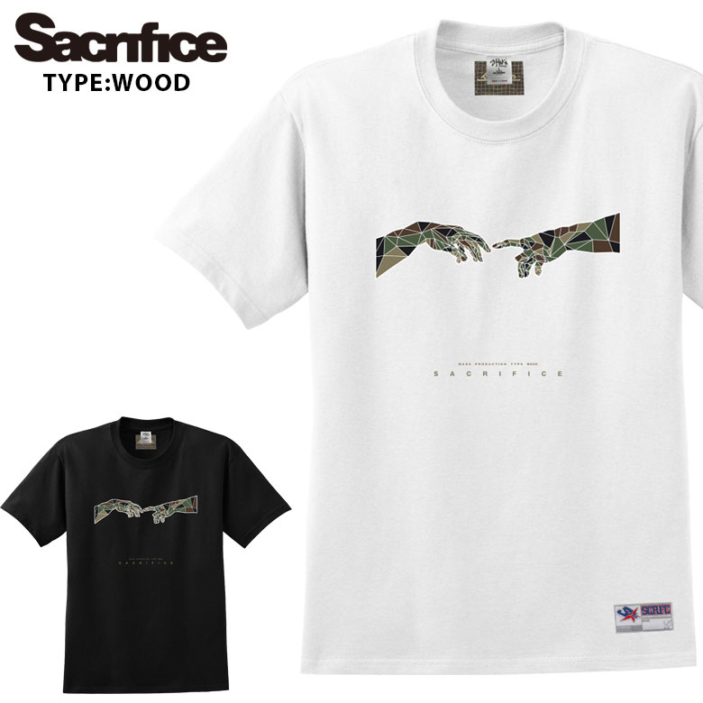 Sacrifice サクリファイス TYPE WOOD 大きいサイズ メンズ Tシャツ 半袖 Tシャツ M L XL 半袖Tシャツ WOODLAND デザイン プリント かっこいい おしゃれ 人気 安い ブランド ビッグサイズ ビッグシルエット グレー ビッグtシャツ 通勤 通学 春夏 シンプルT ブランドT