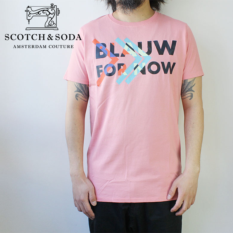 SCOTCH&SODA スコッチ&ソーダ Logo Artwork T-Shirt グラフィックTシャツ　クルーネックTシャツ ピンク 282-74412 メンズ デザイン かっこいい おしゃれ 人気 安い ブランド アメカジ ストリート 通勤 通学