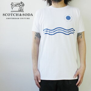 SCOTCH&SODA スコッチ&ソーダ マリン系 プリント Tシャツ 半袖 クルーネック Tシャツ ホワイト 292-74432 メンズ デザイン かっこいい おしゃれ 人気 安い ブランド アメカジ ストリート 通勤 通学 フェス アウトドア