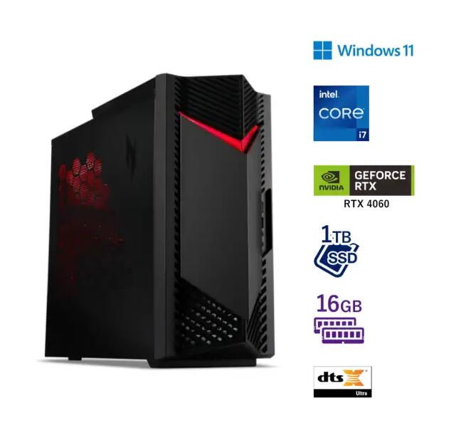 展示品　ゲーミングデスクトップパソコン Nitro 50(RTX 4060) N50-650-F76T/406 [モニター無し /Windows11 Home /intel Core i7 /メモリ：16GB /SSD：1TB /2024年11月モデル]
