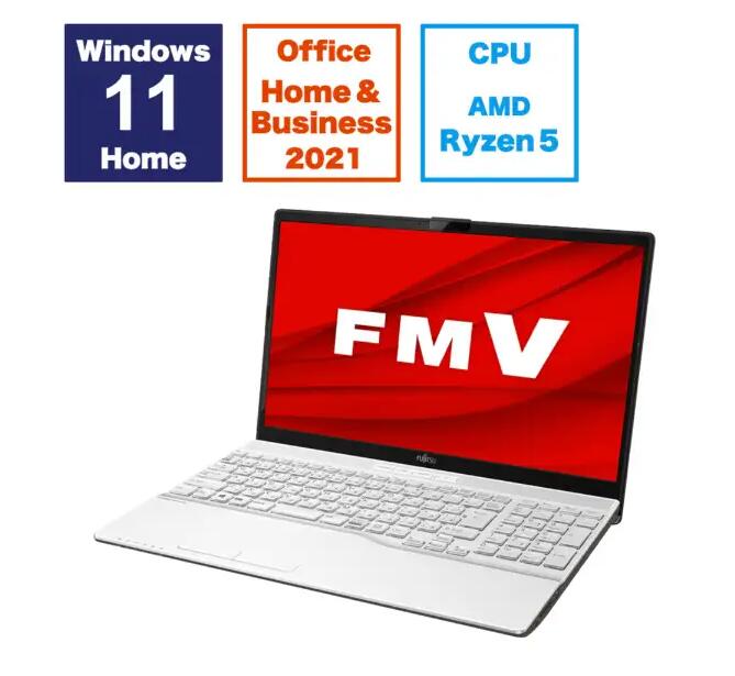 展示品　富士通 FUJITSU ノートパソコン FMV LIFEBOOK FMVA450JW 15.6型/ Ryzen 5 5500U/ メモリ 8GB/ SSD 256GB/ Windows 11/ Office2021付き / Webカメラ