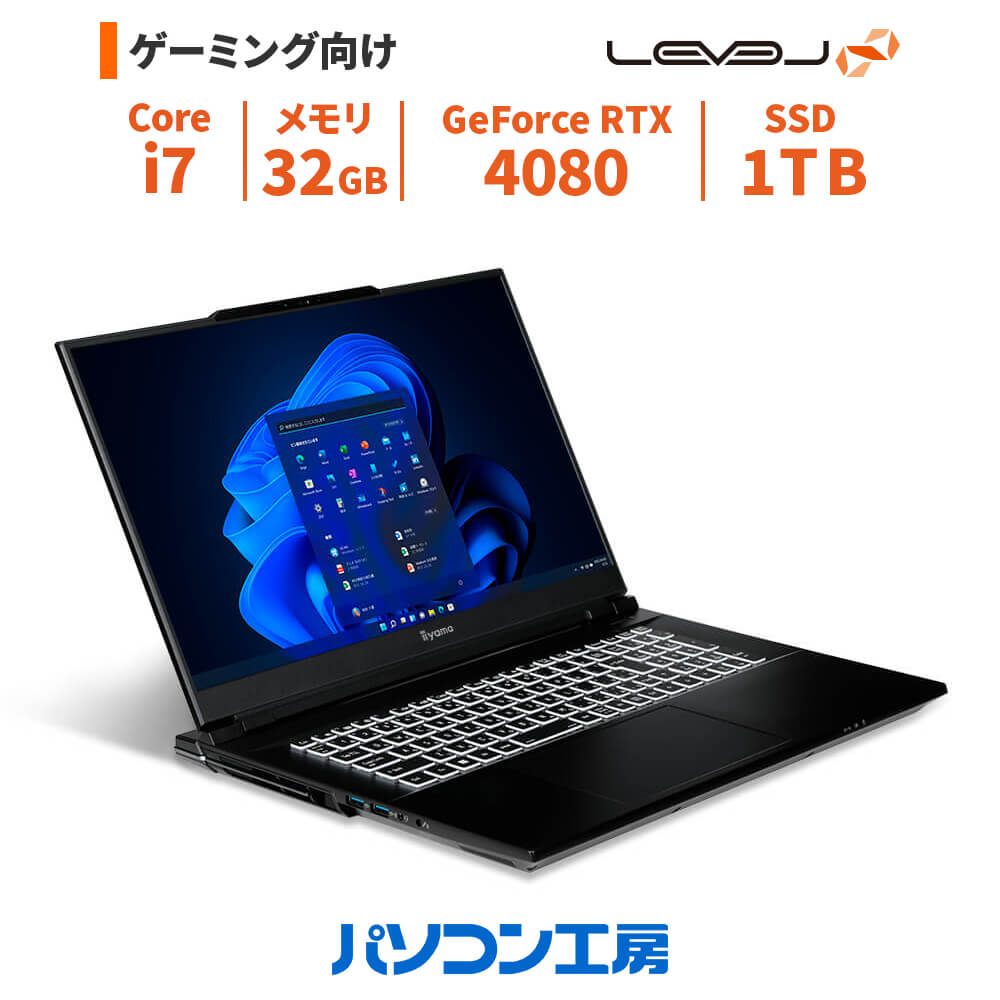 ゲーミングノートPC 新品 17.3型WQHD/Core i7-13700HX/RTX 4080/32GB/1TB SSD/Windows 11 BTO レベルインフィニティ