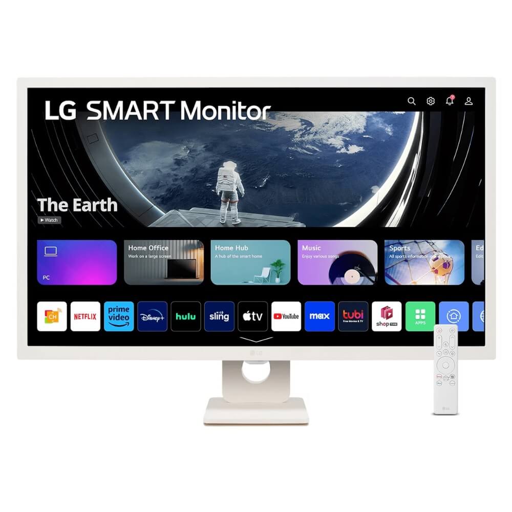 LG 32SR50F-W 31.5インチ フルHD(1920×1080) webOS搭載 操作に便利なリモコン付き スマートモニター