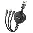 hoco. X75-3IN1-BK 3 in 1 巻き取りケーブル USB-A → iOS / Type-C / microUSB ・3台同時充電 巻き取り式(2)