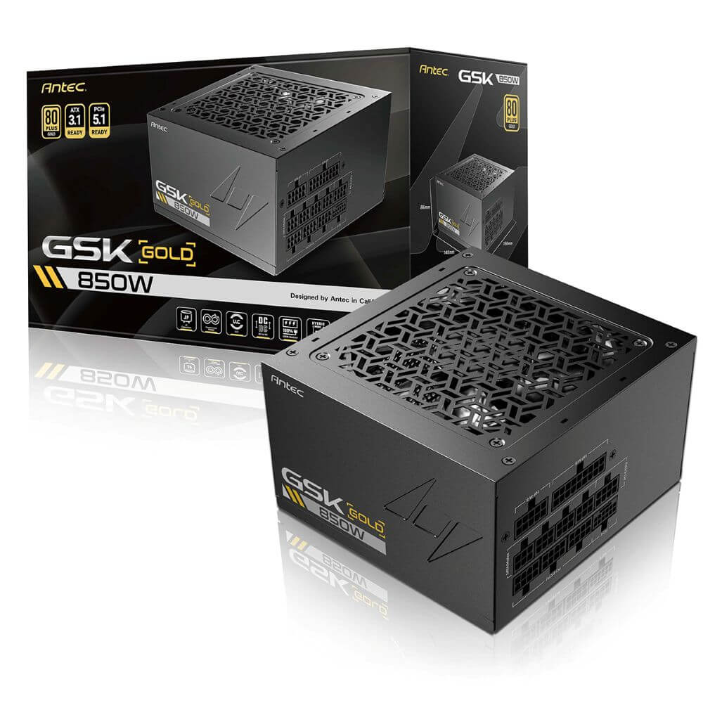 Antec GSK850 ATX3.1 GSK850 ATX3.1は、80PLUS GOLD 認証を取得した高効率高耐久電源ユニットです。