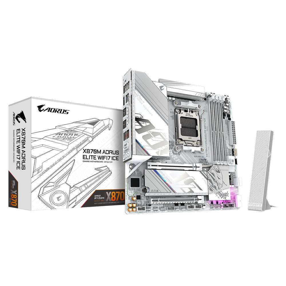 GIGABYTE X870M AORUS ELITE WIFI7 ICE AMD X870チップセット搭載 ホワイトカラー Micro-ATXマザーボード