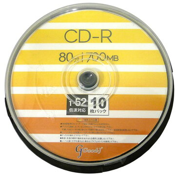 Good-J ALCR52X10PW　[CD-Rメディア　1-52倍速　10枚入]　ホワイトプリンタブル(ワイド対応)/スピンドルケース