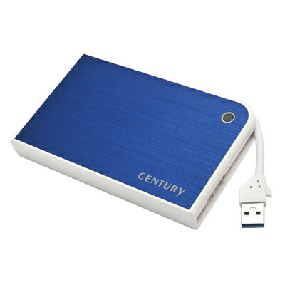 CENTURY CMB25U3BL6G USBケーブル収納式 2.5インチHDDケース MOBILE BOX Blue x White