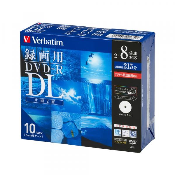 Verbatim DVD-R DLメディア VHR21HDSP10 録画用 片面2層(DVD-R DL) 2-8倍速書き込み対応5mm厚スリムケース入りブランクメディア