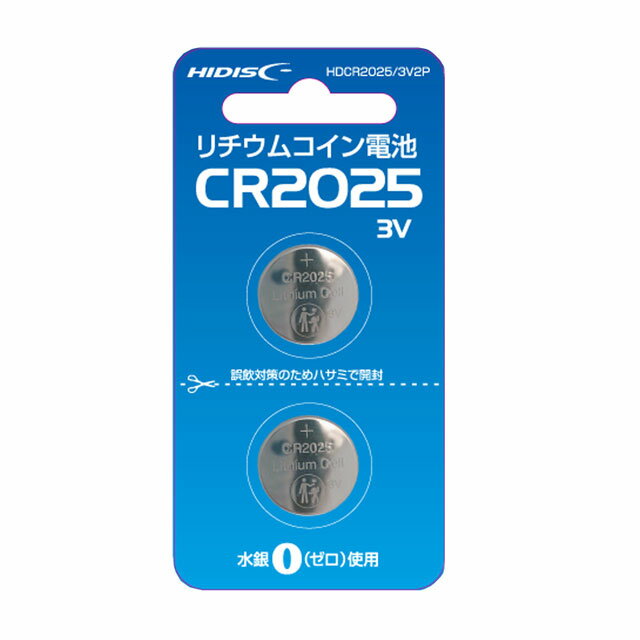 HIDISC HDCR2025/3V2P リチウムコイン電池CR2025 3V 2個パック