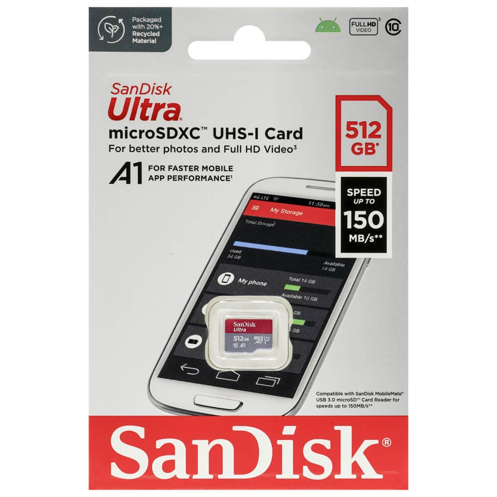 SanDisk SDSQUAC-512G-GN6MN ULTRAV[Y microSDXC 512GB A1 U1 class10 R=150MB s ppbP[W