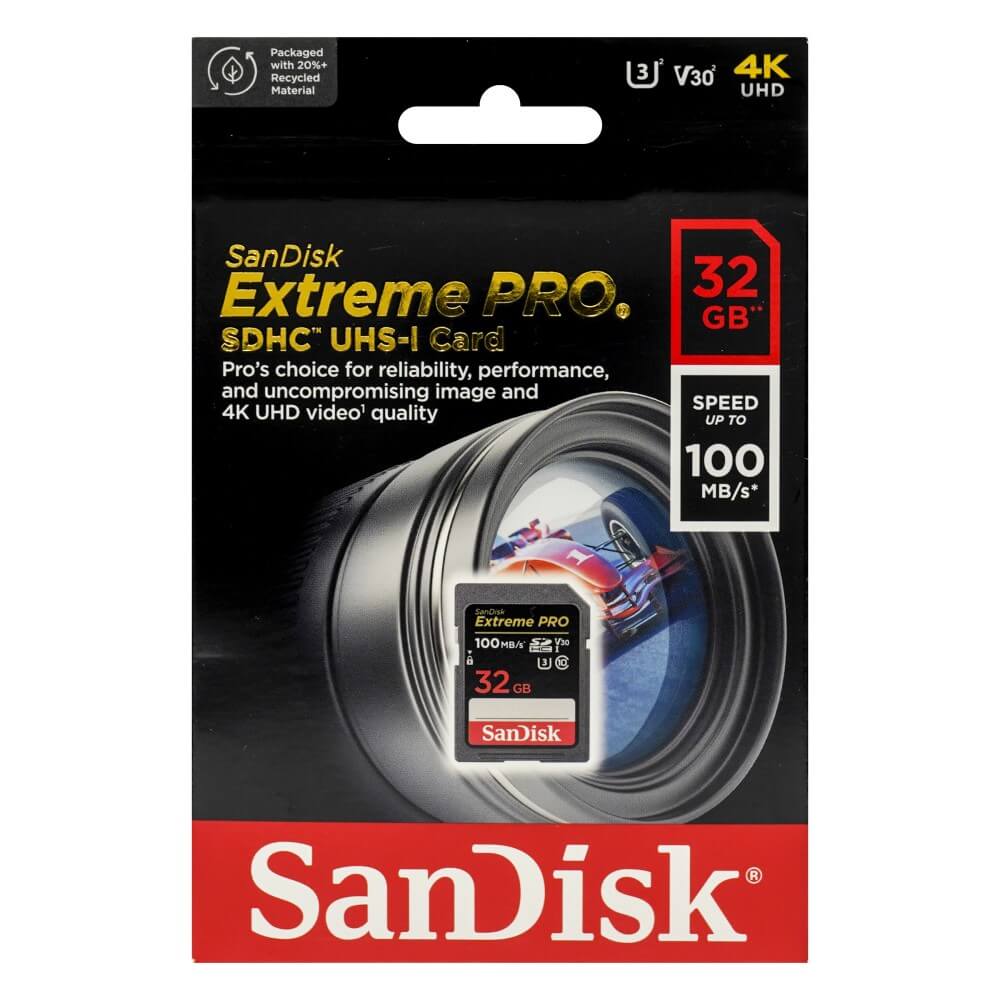 SanDisk SDSDXXO-032G-GN4IN Extreme Proシリーズ SDHC 32GB 4K/U3/V30/C10 R=100MB/s 英語パッケージ