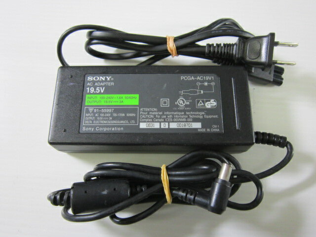 ☆激安♪即納♪美品☆SONY ACアダプタ PCGA-AC19V1 19.5V 3.0A　PCGA-AC71/PCGA-AC19V2/PCGA-ACX1/PCGA-AC5Zにも対応【中古】【中古AC】【中古ACアダプタ】【在庫処分セール】【安心保証】【激安】