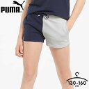 プーマ ショートパンツ キッズ 女の子 ジュニア 短パン スポーツ 運動 ブランド 130cm 140cm 150cm 160cm 子供服 PUMA 体操服 ハイウエスト ロゴ テニスウェア バトミントン 綿100 小学生 部活 練習着 夏