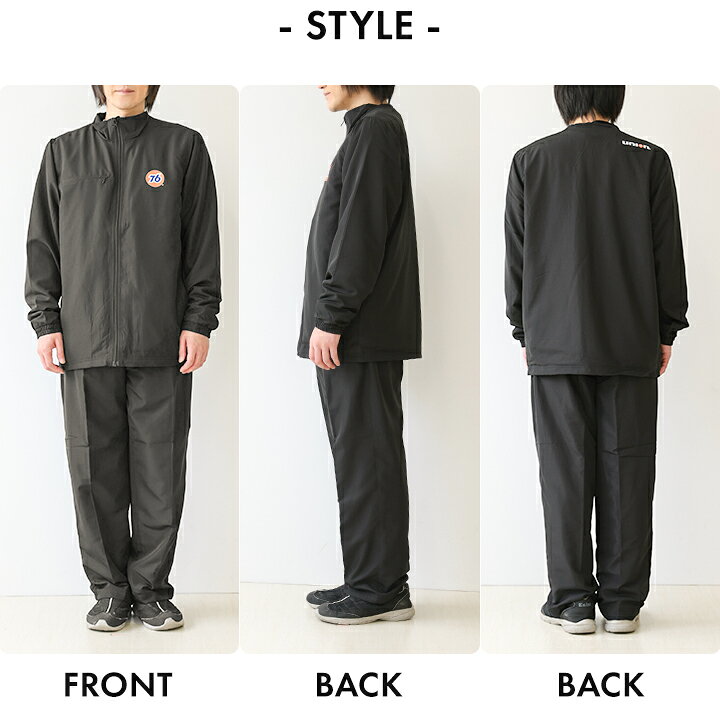 イベント子供服 ポップ&コーンのウィンドブレーカー メンズ 76 上下セット M L LL 3L ブラック 大人 スポーツ アウター セブンティシックス トリコット起毛 ブランド 男性 ブレーカー 運動 ジャケット パンツ｜アングル2