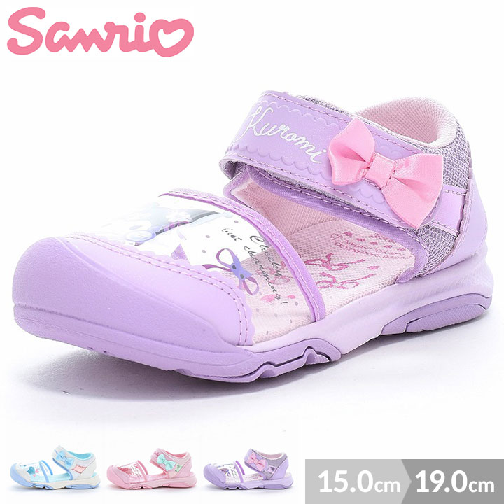 Rakuten - サンリオ サンダル キッズ ベビー 女の子 子供 靴 15 16 17 18 19cm クロミ マイメロディ シナモロール 夏 お出かけ マジックテープ リボン ピンク パープル ホワイト