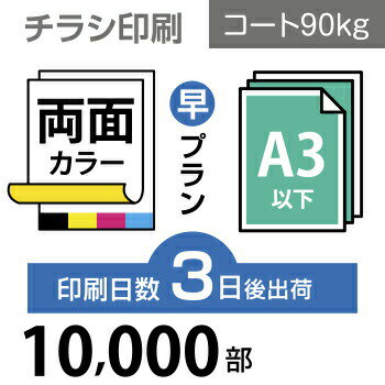 データ印刷 データ出力 ネット印刷 出力 チラシ 刷る プリント 10000枚【チラシ印刷】A3サイズ A3（B4／変形可）コート90kg／3日後出荷..