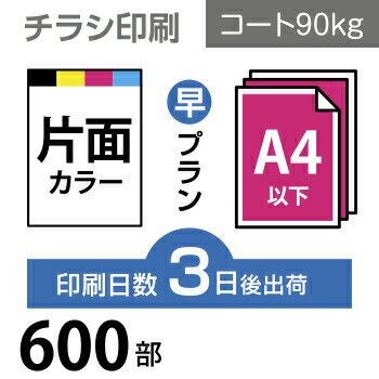 データ印刷 データ出力 ネット印刷 出力 チラシ 刷る プリント 600枚【チラシ印刷】A4サイズ A4（B5／変形可）コート90kg／3日後出荷／..