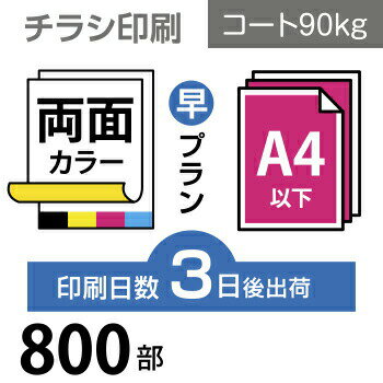 データ印刷 データ出力 ネット印刷 出力 チラシ 刷る プリント 800枚【チラシ印刷】A4サイズ A4（B5／変形可）コート90kg／3日後出荷／両面フルカラー／オリジナル　データ入稿／オフセット印刷