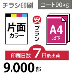 チラシ 印刷 9000枚 A4（ B5・変形可） 片面フルカラー チラシ印刷 コート90kg 7日後出荷 オフセット印刷 Canva デザイン印刷 プリント データ入稿