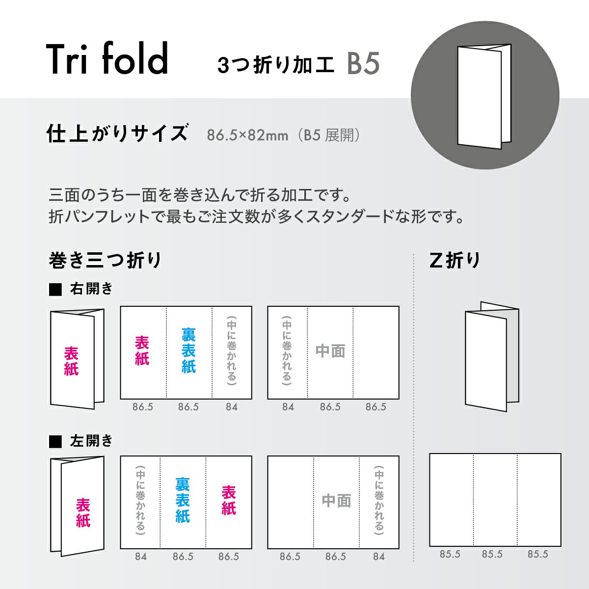 【Canva対応】チラシ印刷 三つ折り A4・B5 両面カラー オフセット印刷 1000部〜9000部