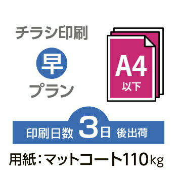 データ印刷 データ出力 ネット印刷 出力 チラシ 刷る プリント 3000枚【チラシ印刷】A4サイズ A4（B5／変形可）マットコート110kg／3日後出荷／両面フルカラー／オリジナル　データ入稿／オフセット印刷