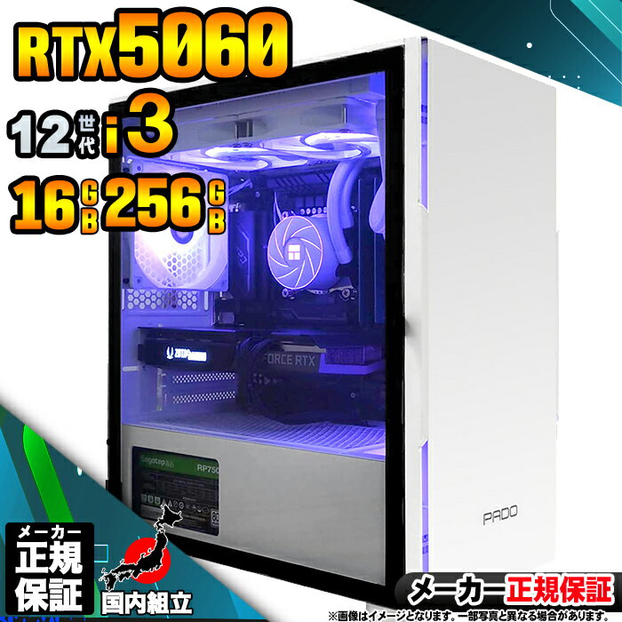 【最短で当日発送！国内生産 新品 最安値に挑戦！】 ゲーミングPC デスクトップパソコン RTX5060 パソコン 第12世代 Intel Corei3 12100F Windows11 10 SSD 256GB メモリ16GB デスクトップPC 1年保証 安い eスポーツ ゲーミングパソコン 激安 ゲーム 本体のみ esonic