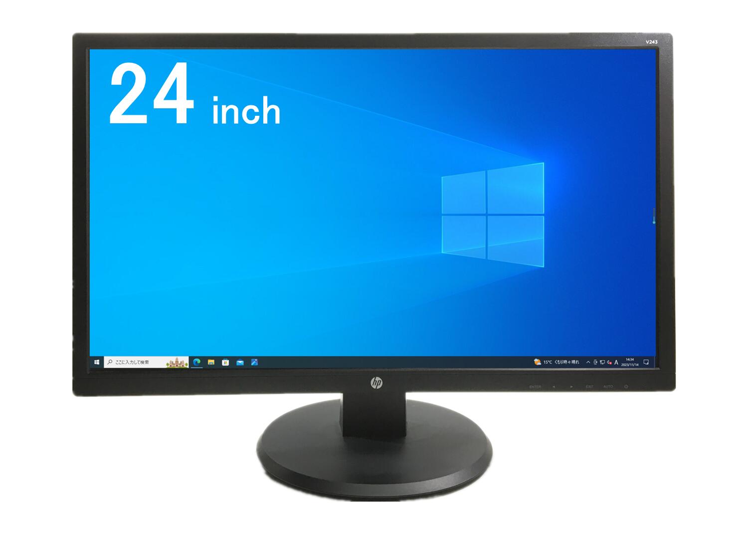 【中古美品】TF: HP V243 24インチ ワイド液晶モニター フルHD (1920x1080) D-SUB DVI ディスプレイ【3ケ月保証】