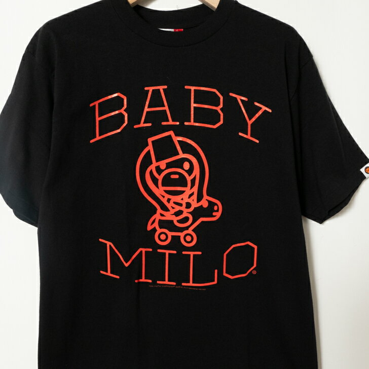 【中古】メール便◯ 00s A BATHING APE BABY MILO 2006 アベイシングエイプ ベイビーマイロ プリント Tシャツ ブラック 黒 M