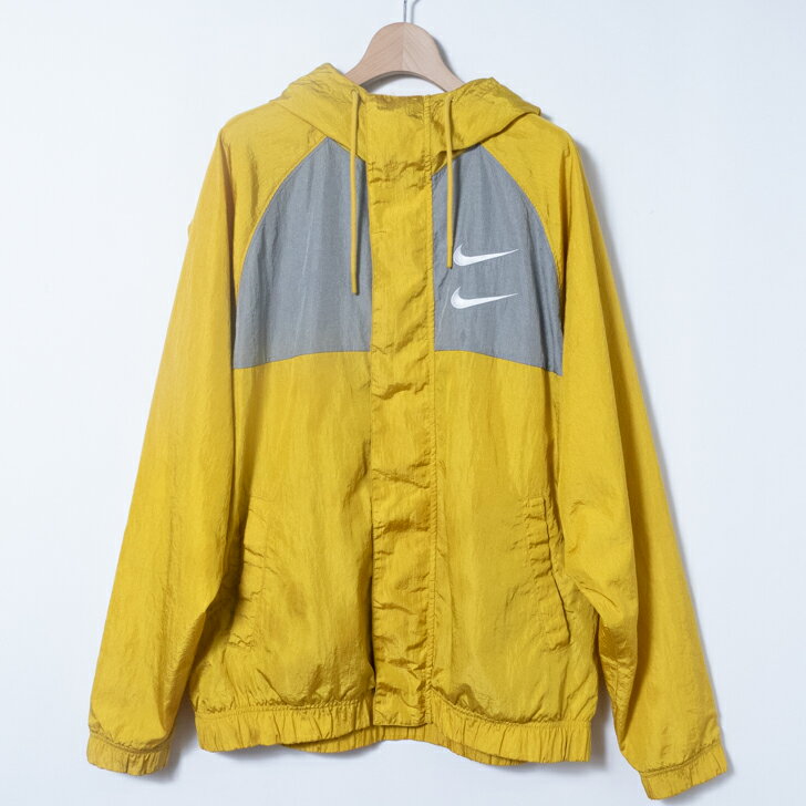 【中古】NIKE SWOOSH HOODY WOVEN JKT CJ4889-393 ナイキ ウーブン ジャケット ナイロン ブルゾン イエロー L
