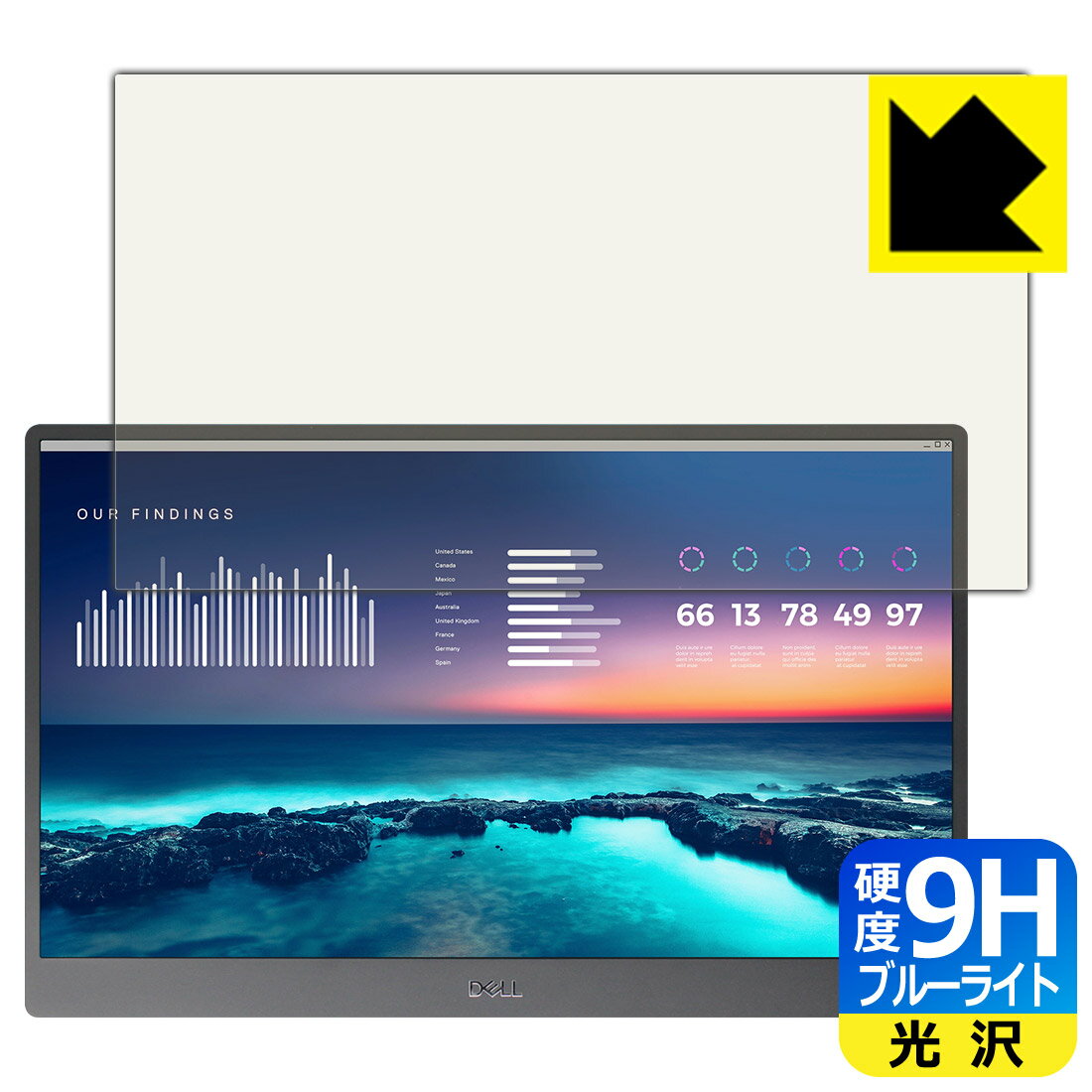 9H高硬度【 ブルーライトカット 】保護フィルム DELL 14インチ ポータブルモニター C1422H 日本製 自社製造直販
