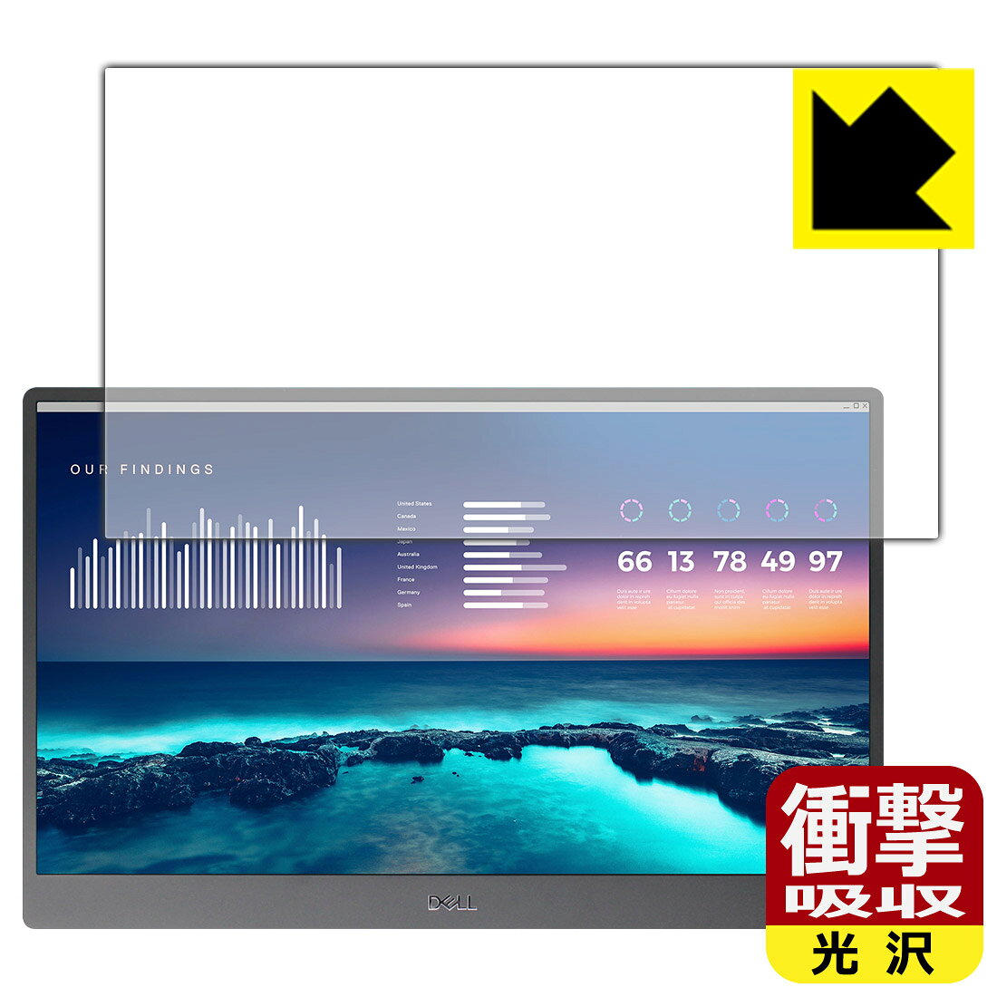 ●対応機種 : DELL 14インチ ポータブルモニター C1422H●内容量 : 1枚●特殊素材の衝撃吸収層が外部からの衝撃を吸収し、機器へのダメージをやわらげます。●安心の国産素材を使用。日本国内の自社工場で製造し出荷しています。【ポスト投函送料無料】商品は【ポスト投函発送 (追跡可能メール便)】で発送します。お急ぎ、配達日時を指定されたい方は以下のクーポンを同時購入ください。【お急ぎ便クーポン】　プラス110円(税込)で速達扱いでの発送。お届けはポストへの投函となります。【配達日時指定クーポン】　プラス550円(税込)で配達日時を指定し、宅配便で発送させていただきます。【お急ぎ便クーポン】はこちらをクリック【配達日時指定クーポン】はこちらをクリック 　 特殊素材の衝撃吸収層がたわむことで衝撃を吸収し、液晶画面や機器へのダメージをやわらげます。ガラスフィルムは割れることがあるため、破損部分でケガをすることがありますが、このフィルムはPET素材ですので、絶対に割れず、安全にお使いいただけます。もちろん割れたカケラが落ちることもありませんので、異物混入などのトラブルも未然に防ぎます。 貼っていることを意識させないほどの高い透明度に、高級感あふれる光沢・クリアな仕上げとなります。 動画視聴や画像編集など、機器本来の発色を重視したい方におすすめです。 表面はフッ素コーティングがされており、皮脂や汚れがつきにくく、また、落ちやすくなっています。指滑りもなめらかで、快適な使用感です。 油性マジックのインクもはじきますので簡単に拭き取れます。 抗菌加工によりフィルム表面の菌の繁殖を抑えることができます。 清潔な画面を保ちたい方におすすめです。 ※抗菌率99.9％ / JIS Z2801 抗菌性試験方法による評価 接着面は気泡の入りにくい特殊な自己吸着タイプです。素材に柔軟性があり、貼り付け作業も簡単にできます。また、はがすときにガラス製フィルムのように割れてしまうことはありません。 貼り直しが何度でもできるので、正しい位置へ貼り付けられるまでやり直すことができます。 最高級グレードの国産素材を日本国内の弊社工場で加工している完全な Made in Japan です。安心の品質をお届けします。 使用上の注意 ●本製品は機器の画面をキズなどから保護するフィルムです。他の目的にはご使用にならないでください。 ●本製品は液晶保護および機器本体を完全に保護することを保証するものではありません。機器の破損、損傷、故障、その他損害につきましては一切の責任を負いかねます。 ●製品の性質上、画面操作の反応が変化したり、表示等が変化して見える場合がございます。 ●貼り付け作業時の失敗(位置ズレ、汚れ、ゆがみ、折れ、気泡など)および取り外し作業時の破損、損傷などについては、一切の責任を負いかねます。 ●水に濡れた状態でのご使用は吸着力の低下などにより、保護フィルムがはがれてしまう場合がございます。防水対応の機器でご使用の場合はご注意ください。 ●アルコール類やその他薬剤を本製品に付着させないでください。表面のコーティングや吸着面が変質するおそれがあります。 ●品質向上のため、仕様などを予告なく変更する場合がございますので、予めご了承ください。