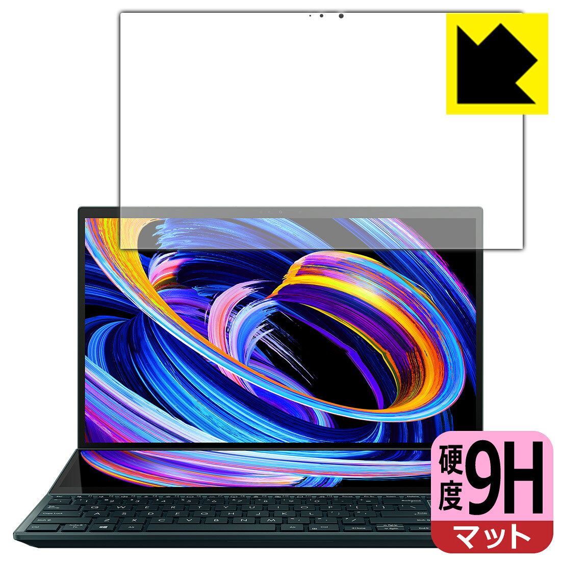 ●対応機種 : ASUS ZenBook Pro Duo 15 OLED (UX582) (UX582HM / UX582HS / UX582LR / UX582ZM / UX582ZW)専用の商品です。●製品内容 : メインディスプレイ用1枚●柔軟性があり、ガラスフィルムのように衝撃を受けても割れない『9H高硬度【反射低減】保護フィルム』 ●安心の国産素材を使用。日本国内の自社工場で製造し出荷しています。今なら送料無料！この商品は【宅配便　送料無料】商品です。 　 表面硬度はガラスフィルムと同等の9Hですが、しなやかな柔軟性がある「超ハードコートPETフィルム」なので衝撃を受けても割れません。厚みも一般的なガラスフィルムより薄い約0.2mmでタッチ操作の感度も良好です。(※1) 表面に微細な凹凸を作ることにより、外光を乱反射させギラツキを抑える「アンチグレア加工」がされております。 屋外での太陽光の映り込み、屋内でも蛍光灯などの映り込みが気になるシーンが多い方におすすめです。 また、指紋がついた場合でも目立ちにくいという特長があります。 反射防止のアンチグレア加工で指紋が目立ちにくい上、表面はフッ素コーティングがされており、皮脂や汚れがつきにくく、また、落ちやすくなっています。指滑りはさらさらな使用感です。 油性マジックのインクもはじきますので簡単に拭き取れます。 接着面は気泡の入りにくい特殊な自己吸着タイプです。素材に柔軟性があり、貼り付け作業も簡単にできます。また、はがすときにガラス製フィルムのように割れてしまうことはありません。 貼り直しが何度でもできるので、正しい位置へ貼り付けられるまでやり直すことができます。 最高級グレードの国産素材を日本国内の弊社工場で加工している完全な Made in Japan です。安心の品質をお届けします。 ※1「表面硬度 9H」の表示は素材として使用しているフィルムの性能です。機器に貼り付けた状態の測定結果ではありません。 使用上の注意 ●本製品は機器の画面をキズなどから保護するフィルムです。他の目的にはご使用にならないでください。 ●本製品は液晶保護および機器本体を完全に保護することを保証するものではありません。機器の破損、損傷、故障、その他損害につきましては一切の責任を負いかねます。 ●製品の性質上、画面操作の反応が変化したり、表示等が変化して見える場合がございます。 ●貼り付け作業時の失敗(位置ズレ、汚れ、ゆがみ、折れ、気泡など)および取り外し作業時の破損、損傷などについては、一切の責任を負いかねます。 ●水に濡れた状態でのご使用は吸着力の低下などにより、保護フィルムがはがれてしまう場合がございます。防水対応の機器でご使用の場合はご注意ください。 ●アルコール類やその他薬剤を本製品に付着させないでください。表面のコーティングや吸着面が変質するおそれがあります。 ●品質向上のため、仕様などを予告なく変更する場合がございますので、予めご了承ください。