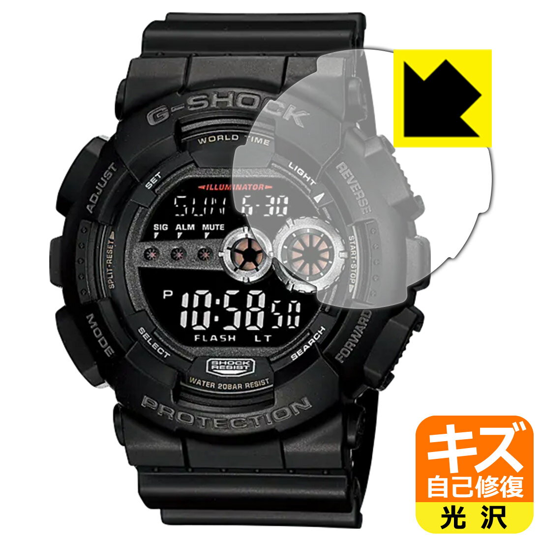 ●対応機種 : CASIO G-SHOCK GD-100シリーズ専用の商品です。●製品内容 : 画面用フィルム1枚・クリーニングワイプ1個●特殊なキズ自己修復層が細かなキズを修復！キズがついても時間が経つと自然に直ります。●安心の国産素材を使用。日本国内の自社工場で製造し出荷しています。 ★貼り付け失敗交換サービス対象商品★【ポスト投函送料無料】商品は【ポスト投函発送 (追跡可能メール便)】で発送します。お急ぎ、配達日時を指定されたい方は以下のクーポンを同時購入ください。【お急ぎ便クーポン】　プラス110円(税込)で速達扱いでの発送。お届けはポストへの投函となります。【配達日時指定クーポン】　プラス550円(税込)で配達日時を指定し、宅配便で発送させていただきます。【お急ぎ便クーポン】はこちらをクリック【配達日時指定クーポン】はこちらをクリック 　 表面についた細かいスリ傷が自然に消える特殊な加工がされたフィルムです。キズがついても瞬間的に消えます。 機器を鞄に入れることが多い方や、ツメなどのキズが気になる方へおすすめです。 ※自己修復層を超えたキズは直りません。 貼っていることを意識させないほどの高い透明度に、高級感あふれる光沢・クリアな仕上げとなります。 動画視聴や画像編集など、機器本来の発色を重視したい方におすすめです。 接着面は気泡の入りにくい特殊な自己吸着タイプです。素材に柔軟性があり、貼り付け作業も簡単にできます。また、はがすときにガラス製フィルムのように割れてしまうことはありません。 貼り直しが何度でもできるので、正しい位置へ貼り付けられるまでやり直すことができます。 最高級グレードの国産素材を日本国内の弊社工場で加工している完全な Made in Japan です。安心の品質をお届けします。 使用上の注意 ●本製品は機器の画面をキズなどから保護するフィルムです。他の目的にはご使用にならないでください。 ●本製品は液晶保護および機器本体を完全に保護することを保証するものではありません。機器の破損、損傷、故障、その他損害につきましては一切の責任を負いかねます。 ●製品の性質上、画面操作の反応が変化したり、表示等が変化して見える場合がございます。 ●貼り付け作業時の失敗(位置ズレ、汚れ、ゆがみ、折れ、気泡など)および取り外し作業時の破損、損傷などについては、一切の責任を負いかねます。 ●水に濡れた状態でのご使用は吸着力の低下などにより、保護フィルムがはがれてしまう場合がございます。防水対応の機器でご使用の場合はご注意ください。 ●アルコール類やその他薬剤を本製品に付着させないでください。表面のコーティングや吸着面が変質するおそれがあります。 ●品質向上のため、仕様などを予告なく変更する場合がございますので、予めご了承ください。