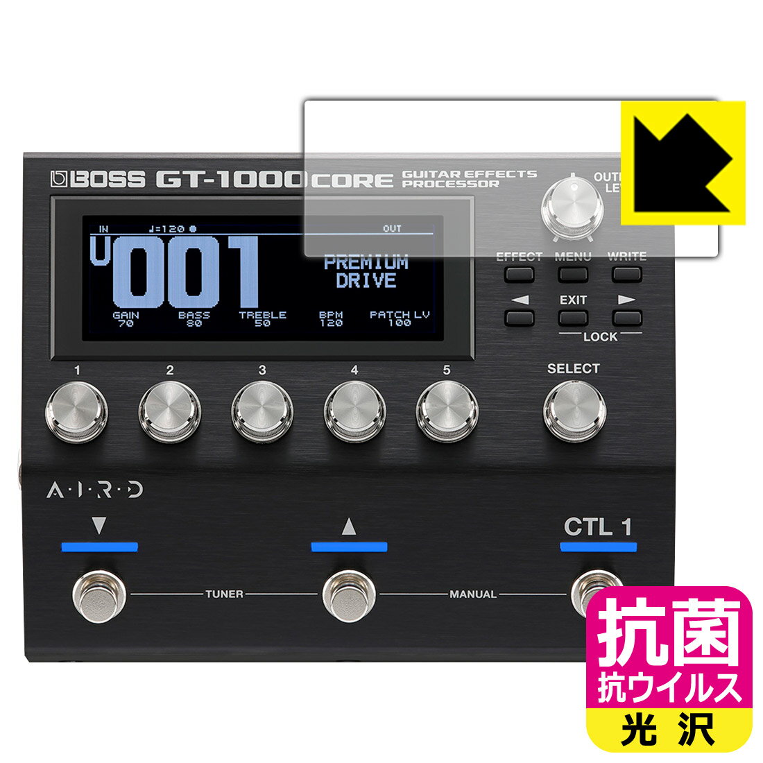 ●対応機種 : BOSS GT-1000CORE Guitar Effects Processor専用の商品です。●製品内容 : ディスプレイ用フィルム1枚・クリーニングワイプ1個●高い除菌性能が長期間持続！●富士フイルム Hydro Ag＋抗菌フィルム採用。日本国内の自社工場で製造し出荷しています。 ★貼り付け失敗交換サービス対象商品★【ポスト投函送料無料】商品は【ポスト投函発送 (追跡可能メール便)】で発送します。お急ぎ、配達日時を指定されたい方は以下のクーポンを同時購入ください。【お急ぎ便クーポン】　プラス110円(税込)で速達扱いでの発送。お届けはポストへの投函となります。【配達日時指定クーポン】　プラス550円(税込)で配達日時を指定し、宅配便で発送させていただきます。【お急ぎ便クーポン】はこちらをクリック【配達日時指定クーポン】はこちらをクリック 　 富士フイルム Hydro Ag＋抗菌フィルム採用。Hydro Ag＋は、細菌だけでなく、ウイルスやカビなど、さまざまな微生物の増殖を抑制します。またSIAA（抗菌製品技術協議会）認証マークも取得しており、高い安全性も確認できています。 貼っていることを意識させないほどの高い透明度に、高級感あふれる光沢・クリアな仕上げとなります。 動画視聴や画像編集など、機器本来の発色を重視したい方におすすめです。 接着面は気泡の入りにくい特殊な自己吸着タイプです。素材に柔軟性があり、貼り付け作業も簡単にできます。また、はがすときにガラス製フィルムのように割れてしまうことはありません。 貼り直しが何度でもできるので、正しい位置へ貼り付けられるまでやり直すことができます。 富士フイルム Hydro Ag＋抗菌フィルム採用。日本国内の弊社工場で加工している Made in Japan です。安心の品質をお届けします。 使用上の注意 ●本製品は機器の画面をキズなどから保護するフィルムです。他の目的にはご使用にならないでください。 ●本製品は液晶保護および機器本体を完全に保護することを保証するものではありません。機器の破損、損傷、故障、その他損害につきましては一切の責任を負いかねます。 ●製品の性質上、画面操作の反応が変化したり、表示等が変化して見える場合がございます。 ●貼り付け作業時の失敗(位置ズレ、汚れ、ゆがみ、折れ、気泡など)および取り外し作業時の破損、損傷などについては、一切の責任を負いかねます。 ●水に濡れた状態でのご使用は吸着力の低下などにより、保護フィルムがはがれてしまう場合がございます。防水対応の機器でご使用の場合はご注意ください。 ●品質向上のため、仕様などを予告なく変更する場合がございますので、予めご了承ください。
