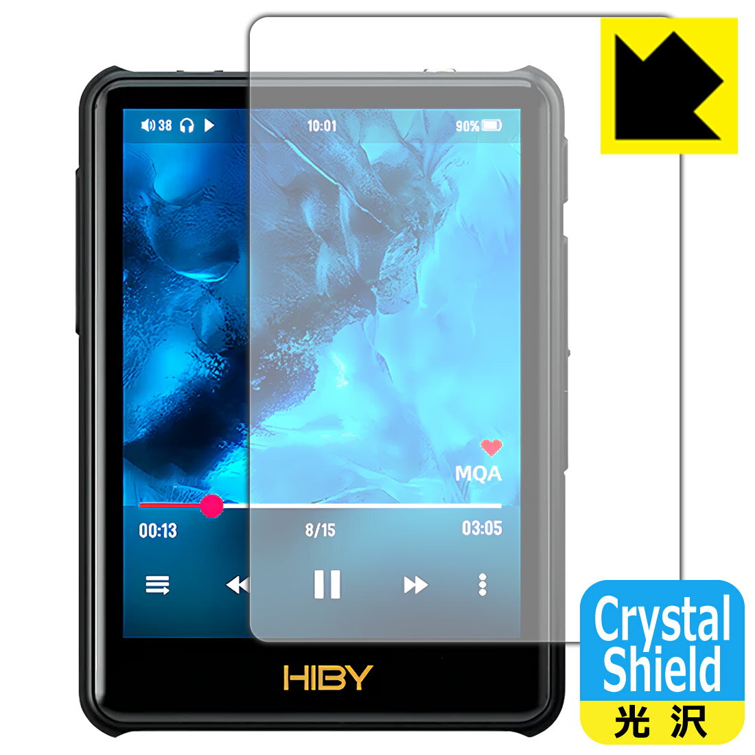 ●対応機種 : HiBy Music New R3 Pro Saber (2022)専用の商品です。●製品内容 : 表面用フィルム1枚・クリーニングワイプ1個●※この機器は周辺部が曲面となったラウンド仕様のため、保護フィルムを端まで貼ることができません。(表示部分はカバーしています)●「Crystal Shield」は高い透明度と光沢感で、保護フィルムを貼っていないかのようなクリア感のある『光沢タイプの保護フィルム』●安心の国産素材を使用。日本国内の自社工場で製造し出荷しています。 ★貼り付け失敗交換サービス対象商品★【ポスト投函送料無料】商品は【ポスト投函発送 (追跡可能メール便)】で発送します。お急ぎ、配達日時を指定されたい方は以下のクーポンを同時購入ください。【お急ぎ便クーポン】　プラス110円(税込)で速達扱いでの発送。お届けはポストへの投函となります。【配達日時指定クーポン】　プラス550円(税込)で配達日時を指定し、宅配便で発送させていただきます。【お急ぎ便クーポン】はこちらをクリック【配達日時指定クーポン】はこちらをクリック 　 貼っていることを意識させないほどの高い透明度に、高級感あふれる光沢・クリアな仕上げとなります。 動画視聴や画像編集など、機器本来の発色を重視したい方におすすめです。 ハードコート加工がされており、キズや擦れに強くなっています。簡単にキズがつかず長くご利用いただけます。 表面はフッ素コーティングがされており、皮脂や汚れがつきにくく、また、落ちやすくなっています。 指滑りもなめらかで、快適な使用感です。 油性マジックのインクもはじきますので簡単に拭き取れます。 接着面は気泡の入りにくい特殊な自己吸着タイプです。素材に柔軟性があり、貼り付け作業も簡単にできます。また、はがすときにガラス製フィルムのように割れてしまうことはありません。 貼り直しが何度でもできるので、正しい位置へ貼り付けられるまでやり直すことができます。 抗菌加工によりフィルム表面の菌の繁殖を抑えることができます。清潔な画面を保ちたい方におすすめです。 ※抗菌率99.9％ / JIS Z2801 抗菌性試験方法による評価 最高級グレードの国産素材を日本国内の弊社工場で加工している完全な Made in Japan です。安心の品質をお届けします。 使用上の注意 ●本製品は機器の画面をキズなどから保護するフィルムです。他の目的にはご使用にならないでください。 ●本製品は液晶保護および機器本体を完全に保護することを保証するものではありません。機器の破損、損傷、故障、その他損害につきましては一切の責任を負いかねます。 ●製品の性質上、画面操作の反応が変化したり、表示等が変化して見える場合がございます。 ●貼り付け作業時の失敗(位置ズレ、汚れ、ゆがみ、折れ、気泡など)および取り外し作業時の破損、損傷などについては、一切の責任を負いかねます。 ●水に濡れた状態でのご使用は吸着力の低下などにより、保護フィルムがはがれてしまう場合がございます。防水対応の機器でご使用の場合はご注意ください。 ●アルコール類やその他薬剤を本製品に付着させないでください。表面のコーティングや吸着面が変質するおそれがあります。 ●品質向上のため、仕様などを予告なく変更する場合がございますので、予めご了承ください。